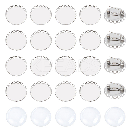 DIY Blank Dome 304 Stainless Steel Brooch Making Kit DIY-UN0056-15-1