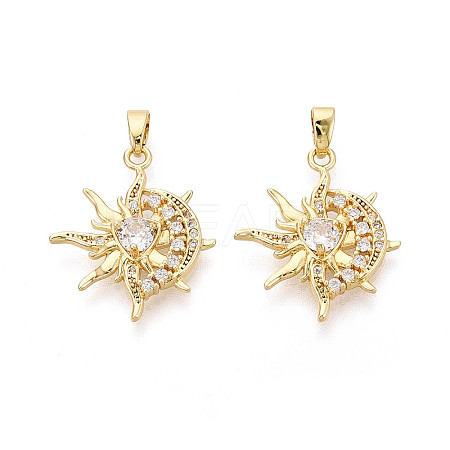 Brass Micro Pave Clear Cubic Zirconia Pendants KK-N259-08G-1