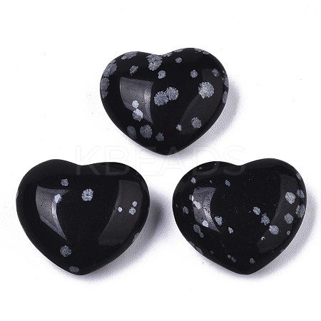Natural Snowflake Obsidian Heart Love Stone X-G-N0326-56A-1