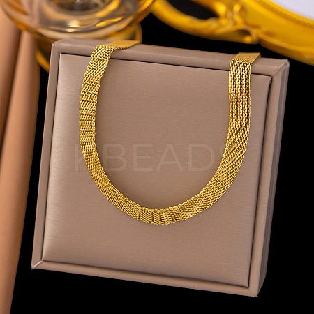 8MM 304 Stainless Steel Mesh Chain Necklaces for Women LS-NJEW-G179-05G-1