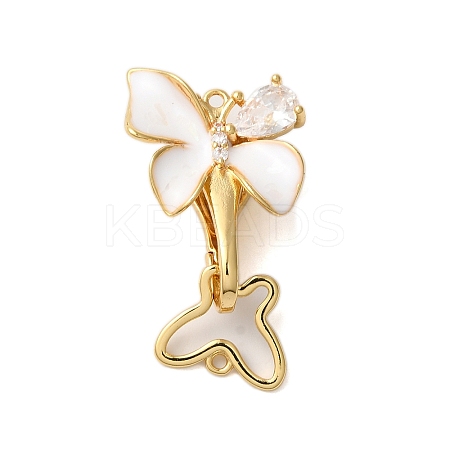 Brass Micro Pave Clear Cubic Zirconia Fold Over Clasps KK-S382-16G-1