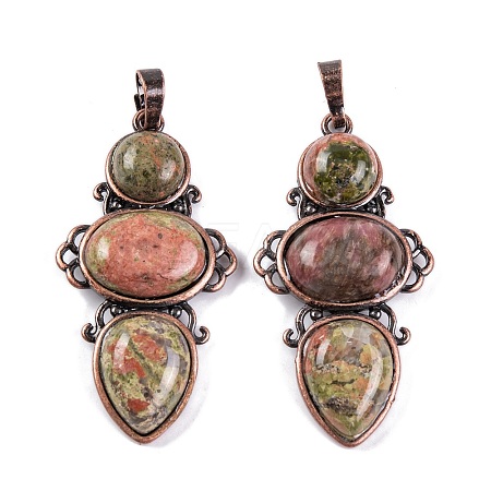 Natural Unakite Pendants G-Q158-04-05-1