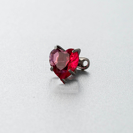 Stainless Steel Cubic Zirconia Heart Dermal Anchor Base/Top for Women Men WGF2D58-01-1