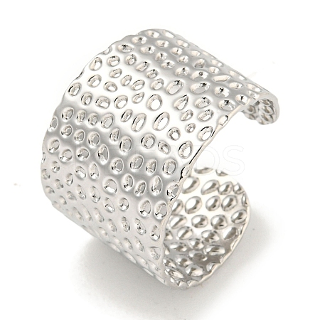 Non-Tarnish 304 Stainless Steel Textured Open Cuff Ring RJEW-A043-10P-1