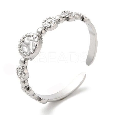 Non-Tarnish 304 Stainless Steel Flat Round Wrap Open Cuff Ring for Women RJEW-I098-04P-1