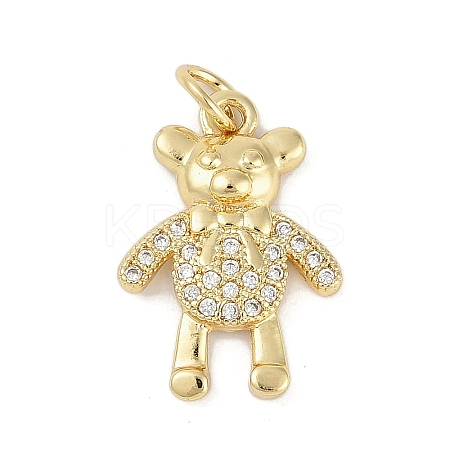 Rack Plating Brass Micro Pave Cubic Zirconia Pendants KK-H059-17G-1