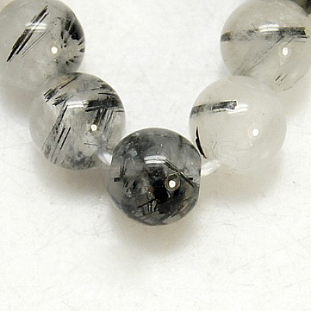 Natural Black Rutilated Quartz Beads Strands X-G-D295-14mm-1