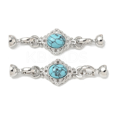 Brass Micro Pave Clear Cubic Zirconia Fold Over Clasps KK-U059-41P-02-1