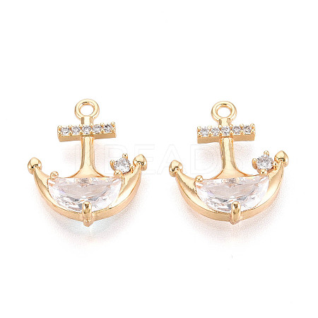 Brass Micro Pave Cubic Zirconia Pendants KK-N267-03A-G-1