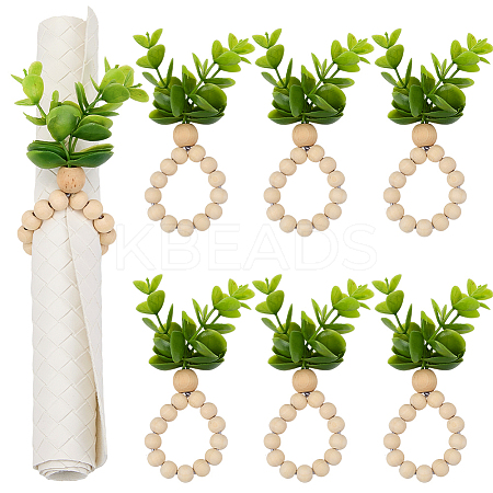 6Pcs PVC Leaf Napkin Rings AJEW-GF0011-03C-1
