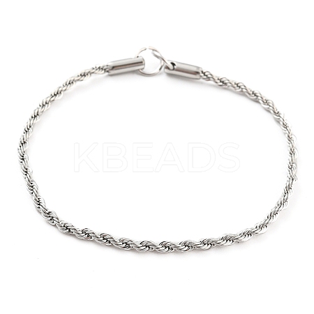 Tarnish Resistant 304 Stainless Steel Twisted Bracelet Makings STAS-P333-20P-1