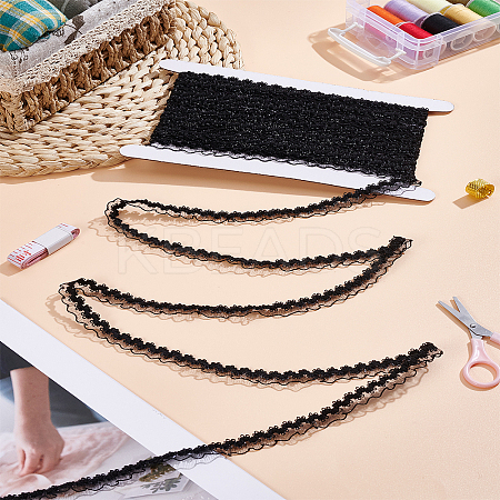 10Yards Polyester Fish Silk Elastic Lace Band OCOR-LP0003-36A-1