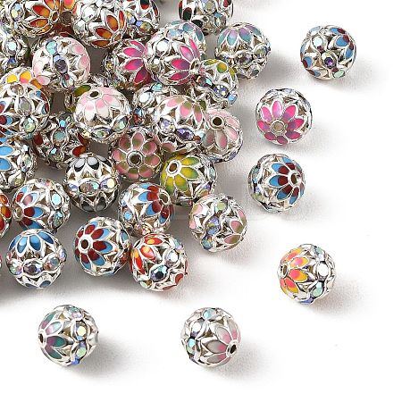 Brass & Alloy & Rhinestone Enamel Beads RB-CBA973B-11B-P-1