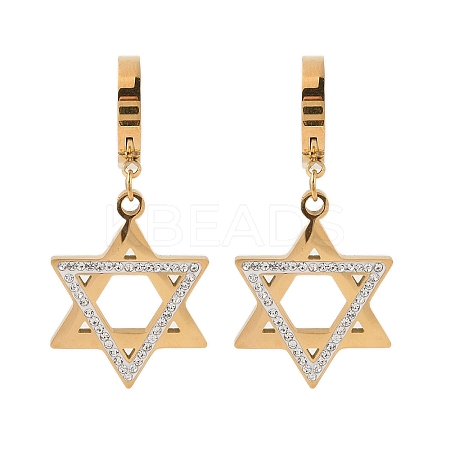 PVD Vacuum Plating 304 Stainless Steel with Rhinestone Hoop Earrings for Women EJEW-N055-24G-1