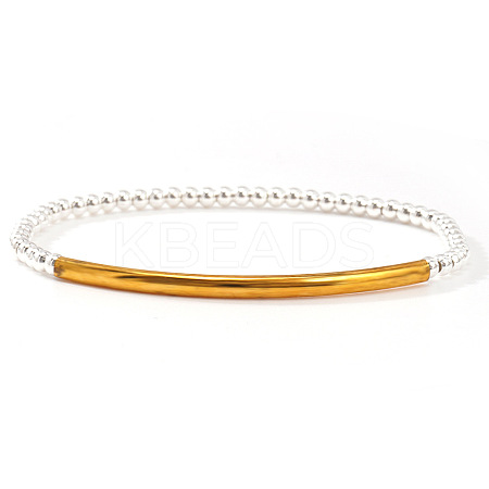 Luxury Round Brass Beads & Curved Tube Stretch Bracelets for Women CV0826-2-1