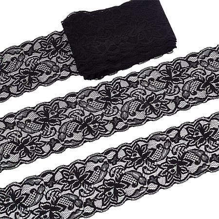 Polyester Elastic Flower Lace Trim Fabric DIY-WH0632-94A-1