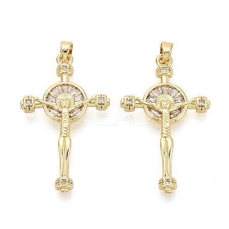 Religion Brass Micro Pave Cubic Zirconia Pendants KK-T073-47G-1
