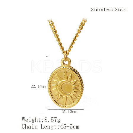Stylish 304 Stainless Steel Sunbeam Pendant Necklace for Women's Daily Wear KZ7444-3-1