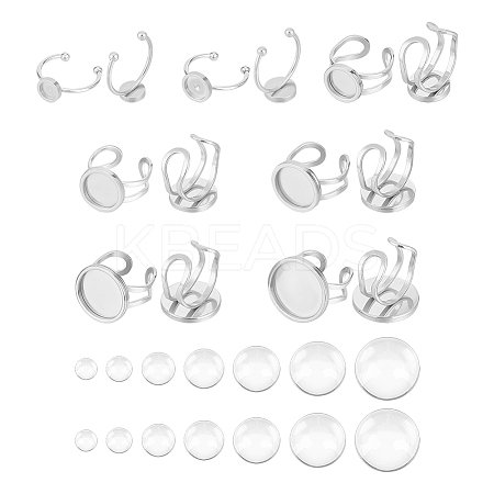 201 Stainless Steel Cuff Pad Ring Settings DIY-UN0055-90-1