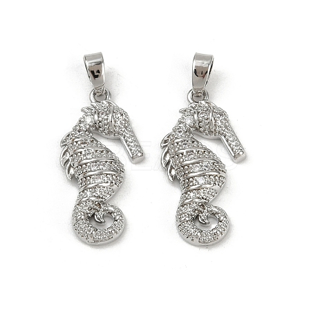 Brass Micro Pave Cubic Zirconia Pendants KK-C093-14P-1