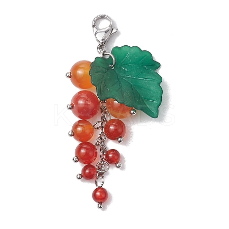 Grape Natural Carnelian Pendant Decorations HJEW-TA00266-02-1