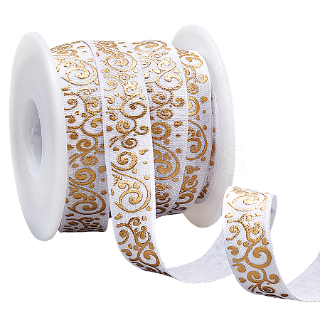 10Yards Gold Stamping Flower Polyester Elastic Cord OCOR-WR0001-49B-1