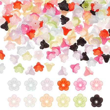 360Pcs 12 Colors Frosted Acrylic Bead Caps OACR-DC0001-19-1
