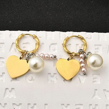 304 Stainless Steel Plastic Imitation Pearl Hoop Earrings EJEW-D308-06PG-1