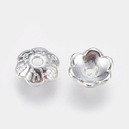 6-Petal Tibetan Style Alloy Flower Bead Caps TIBE-S220-P-RS-1