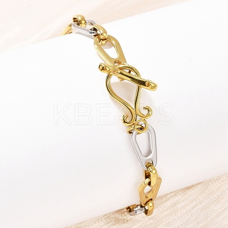 304 Stainless Steel Link Chain Bracelets for Women LS-BJEW-C113-02GP-1