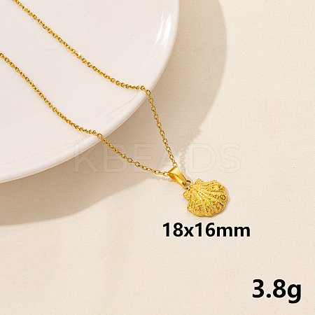 304 Stainless Steel Shell Shape Pendant Necklaces JQ3185-2-1