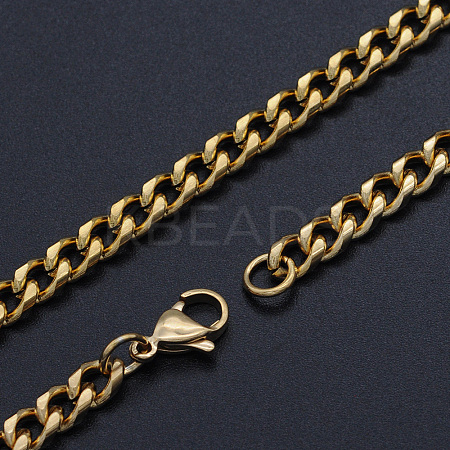 Men's Vacuum Plating 201 Stainless Steel Cuban Link Chain Necklaces NJEW-T012-04B-66-G-1