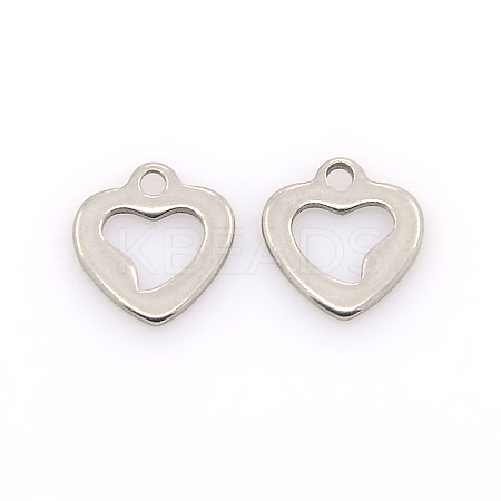 Tarnish Resistant 304 Stainless Steel Open Heart Charms STAS-J014-02-1