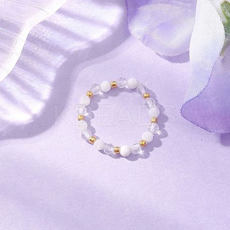 Natural Moonstone Beaded Stretch Rings RJEW-JR00867-08-1