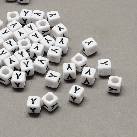Large Hole Acrylic Letter European Beads SACR-Q103-7mm-01Y-1