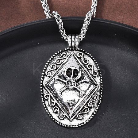 Tibetan Style Zinc Alloy Viking Pendant Necklaces NJEW-Z062-01AS-02-1