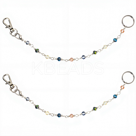 2Pcs Glass Beads Keychain HJEW-SC0002-30-1