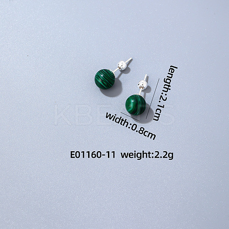 Handmade Fashion Synthetic Malachite Stainless Steel Bead Earrings Accessories for Autumn/Winter VH6205-9-1