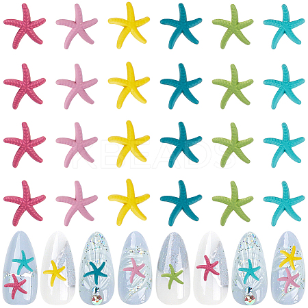 60Pcs 6 Colors Starfish Iron Alloy Cabochon MRMJ-WH20004-09A-1