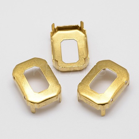 Rectangle Brass Sew on Prong Settings KK-N0084-A04-18x25G-1