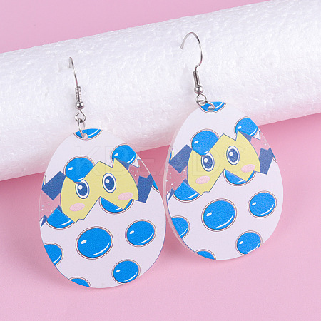 Easter Printed Acrylic Dangle Earrings FS-WGDC384-10-1