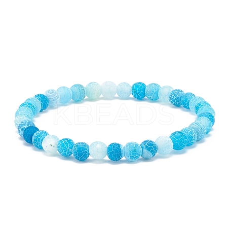 Natural Weathered Agate(Dyed) Round Beaded Stretch Bracelet BJEW-JB08363-03-1