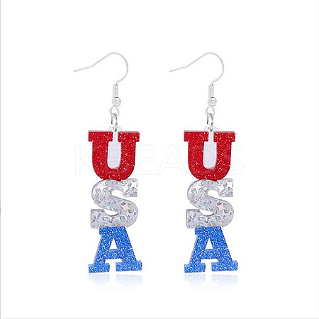 Independence Day Alloy Acrylic Dangle Earrings FS-WG49294-03-1