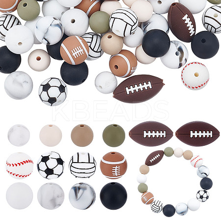 68Pcs 14 Styles Food Grade Eco-Friendly Silicone Beads SIL-GA0001-24B-1