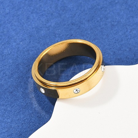 304 Stainless Steel Rhinestone Rotating Finger Rings RJEW-A074-01A-G-1