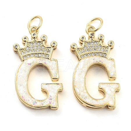 Brass Micro Pave Clear Cubic Zirconia Pendants KK-G498-01G-02-1
