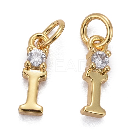 Brass Micro Pave Clear Cubic Zirconia Pendants ZIRC-Z011-35I-1