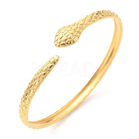 304 Stainless Steel Snake Cuff Bangle BJEW-F456-01G-1