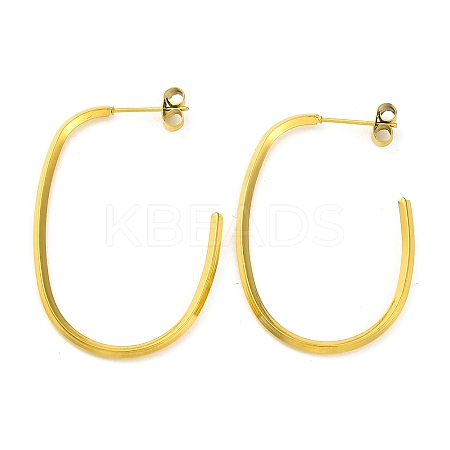 Ion Plating(IP) 304 Stainless Steel Oval Stud Earrings EJEW-K295-02G-1