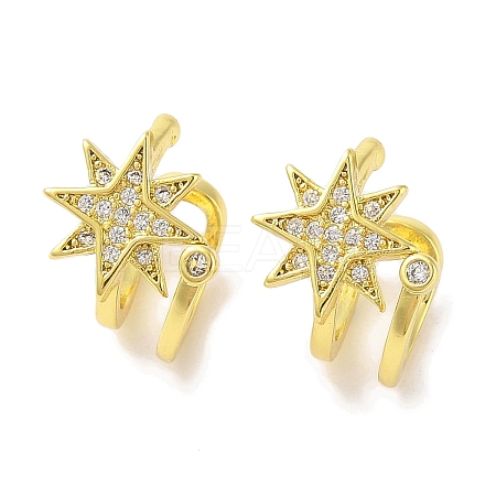 Brass Micro Pave Clear Cubic Zirconia Cuff Earrings for Women EJEW-I305-45G-1